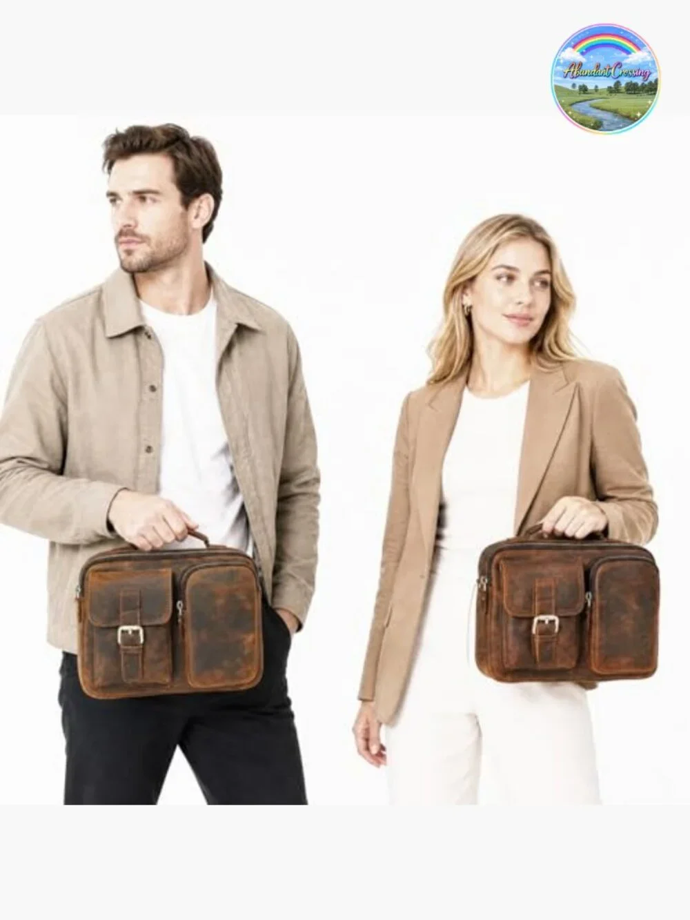 Genuine Leather Messenger Satchel Crossbody Bag for Men